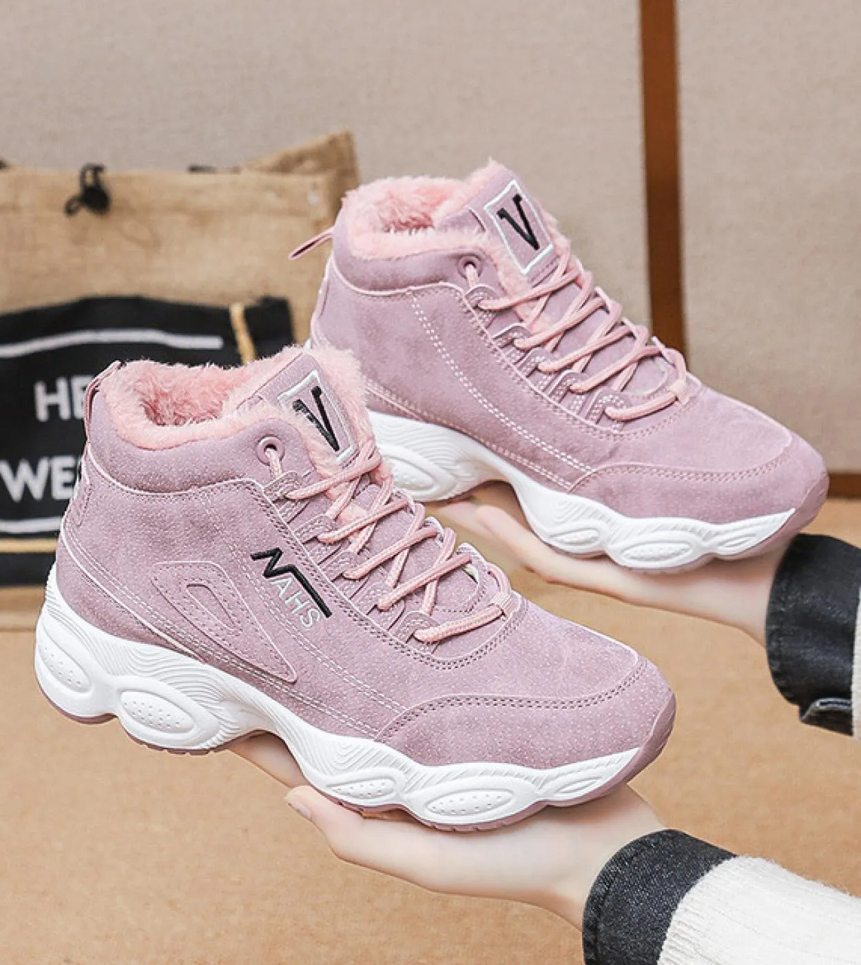 2022 scarpe invernali nuove scarpe da ginnastica calde e morbide per scarpe da donna in cotone con zeppa con plateau stivali da