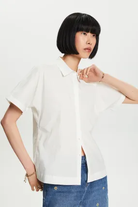 Camicia a maniche corte in popeline di cotone