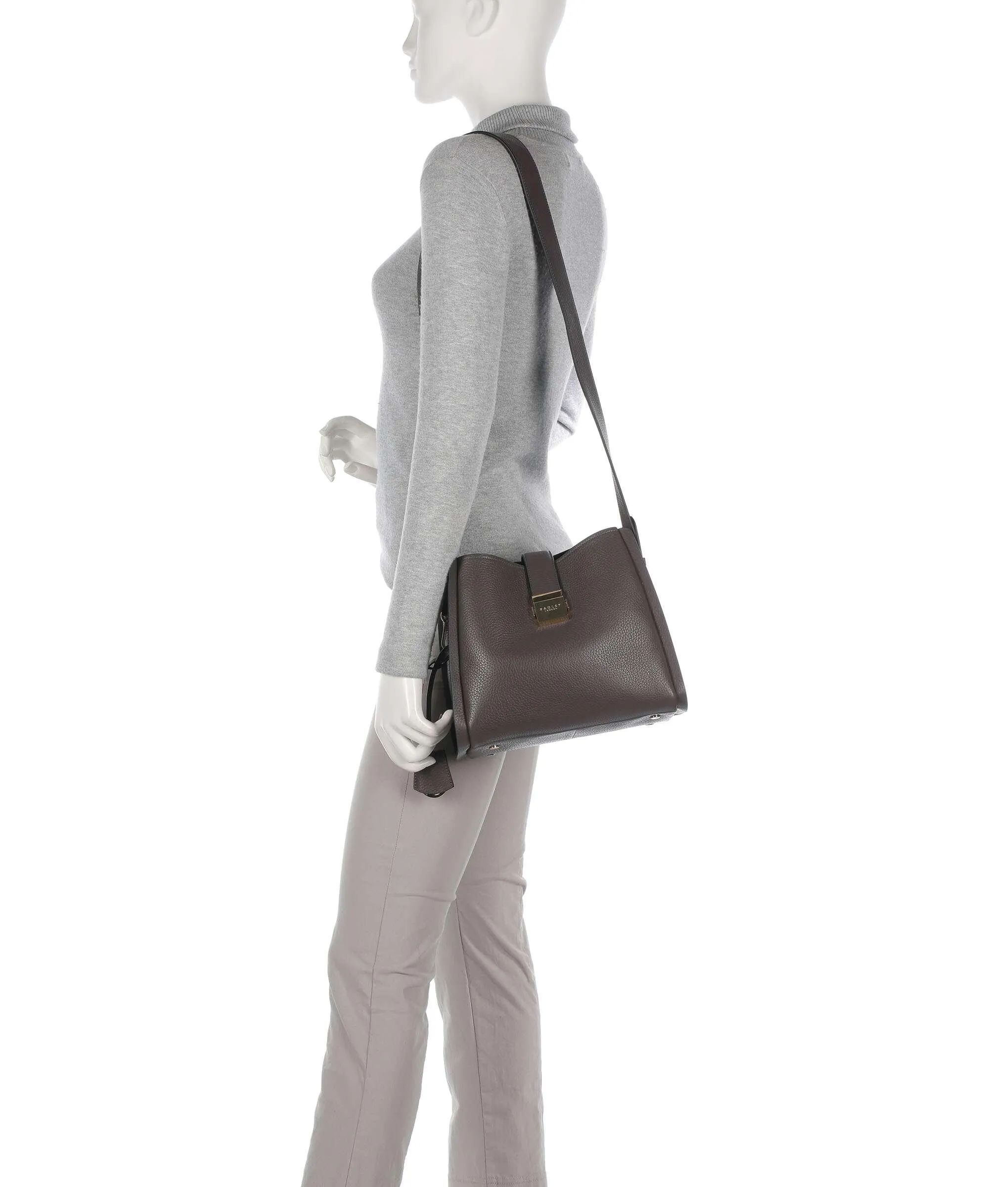  Radley London Sloane Street Borsa a tracolla pelle di vacchetta grana grigio scuro  