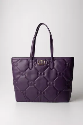 Shopper con logo trapuntato VIOLETTO